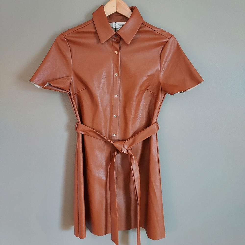 Molly Bracken Faux Leather Dress NWT Size XS